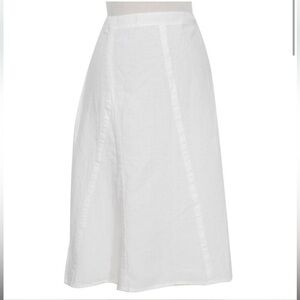 Eileen Fisher White Spring Linen Flared Knee Length Skirt HH.